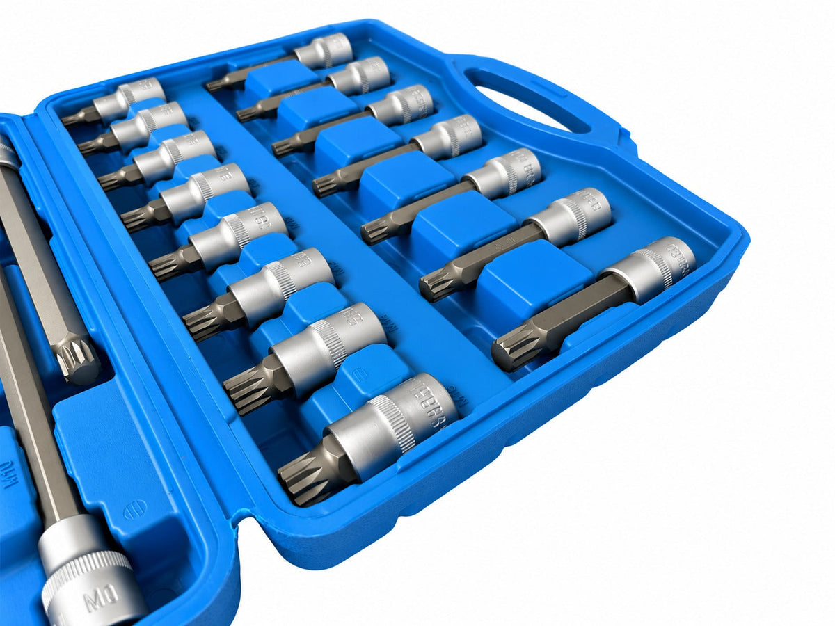 Sada nástrčných kľúčov - hlavíc s bitmi XZN M Spline, 1/2'', 26ks Gebo Tools