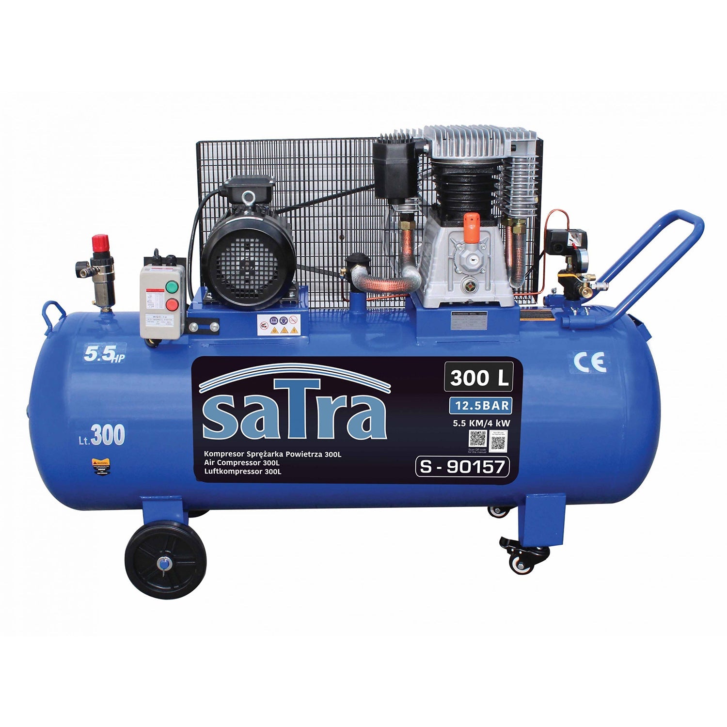 Vzduchový kompresor 300l 4kW 5,5hp 12,5bar 380V Techman Satra