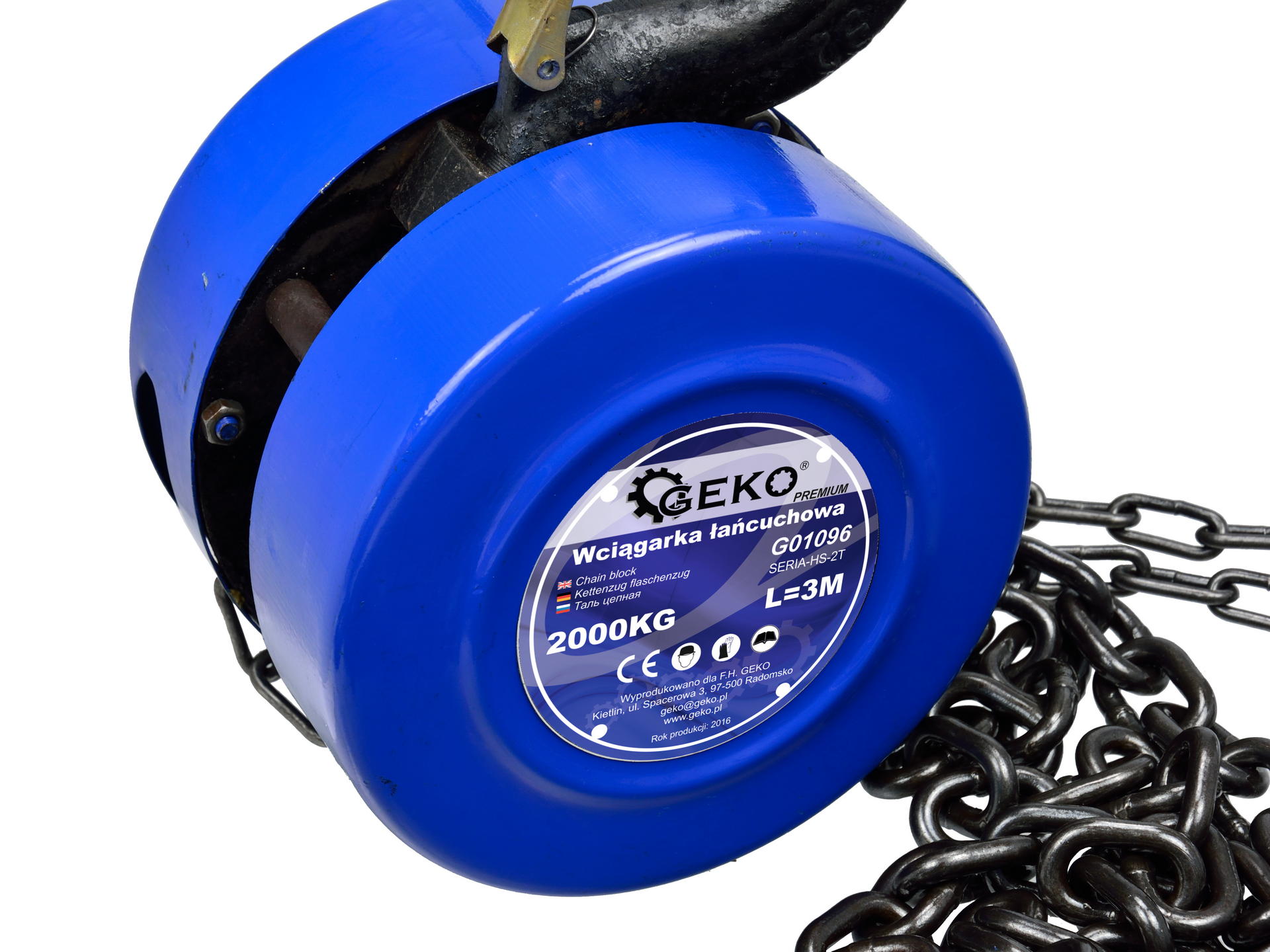 Premium reťazový kladkostroj, 2t, reťaz 3m