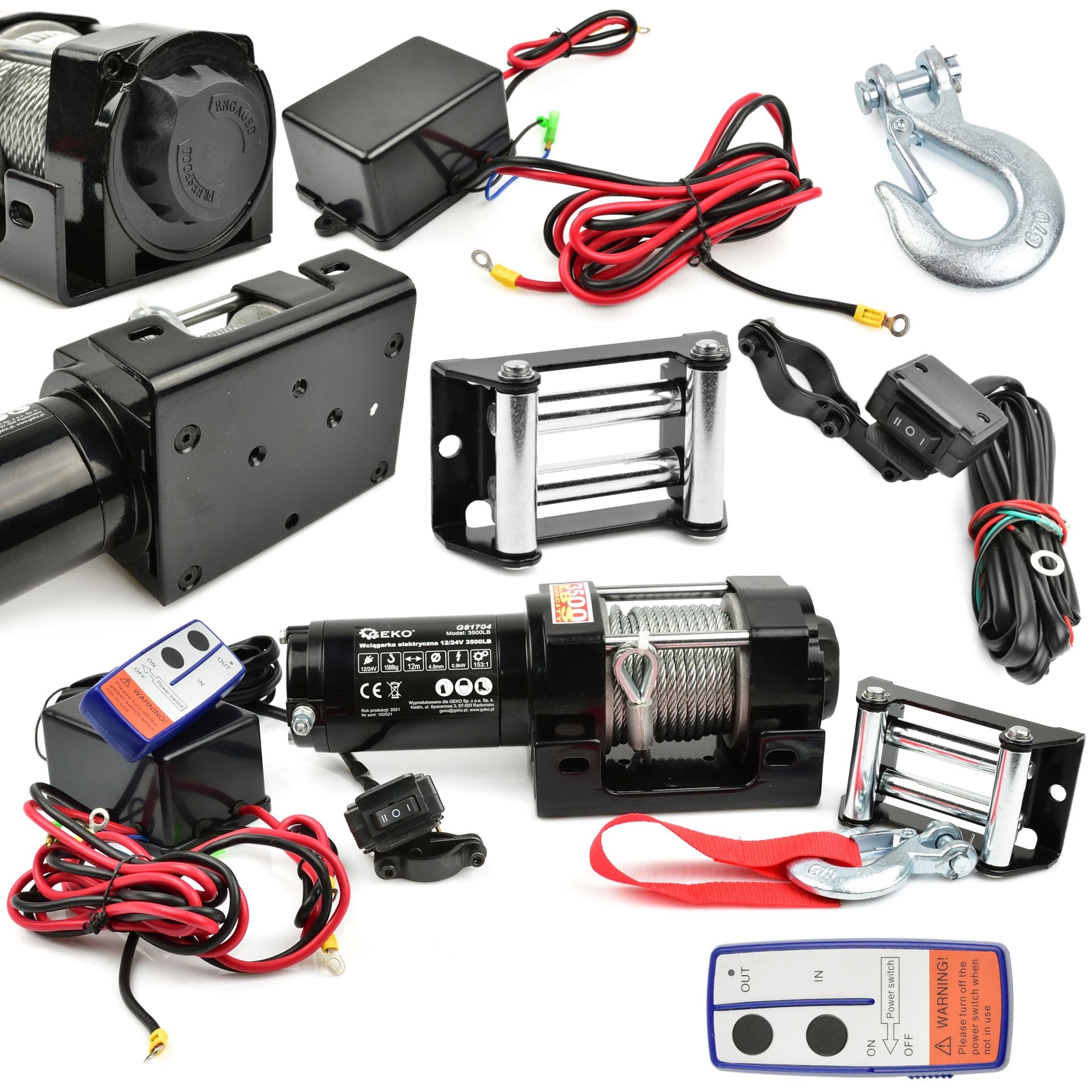 Elektrický lanový naviják 12V s diaľkovým ovládačom 3500lb, 1588kg