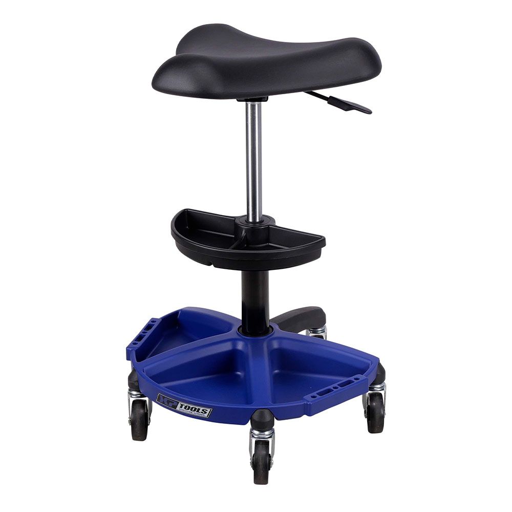 Pracovná - dielenska stolička výškovo nastaviteľná s držiakom na náradie