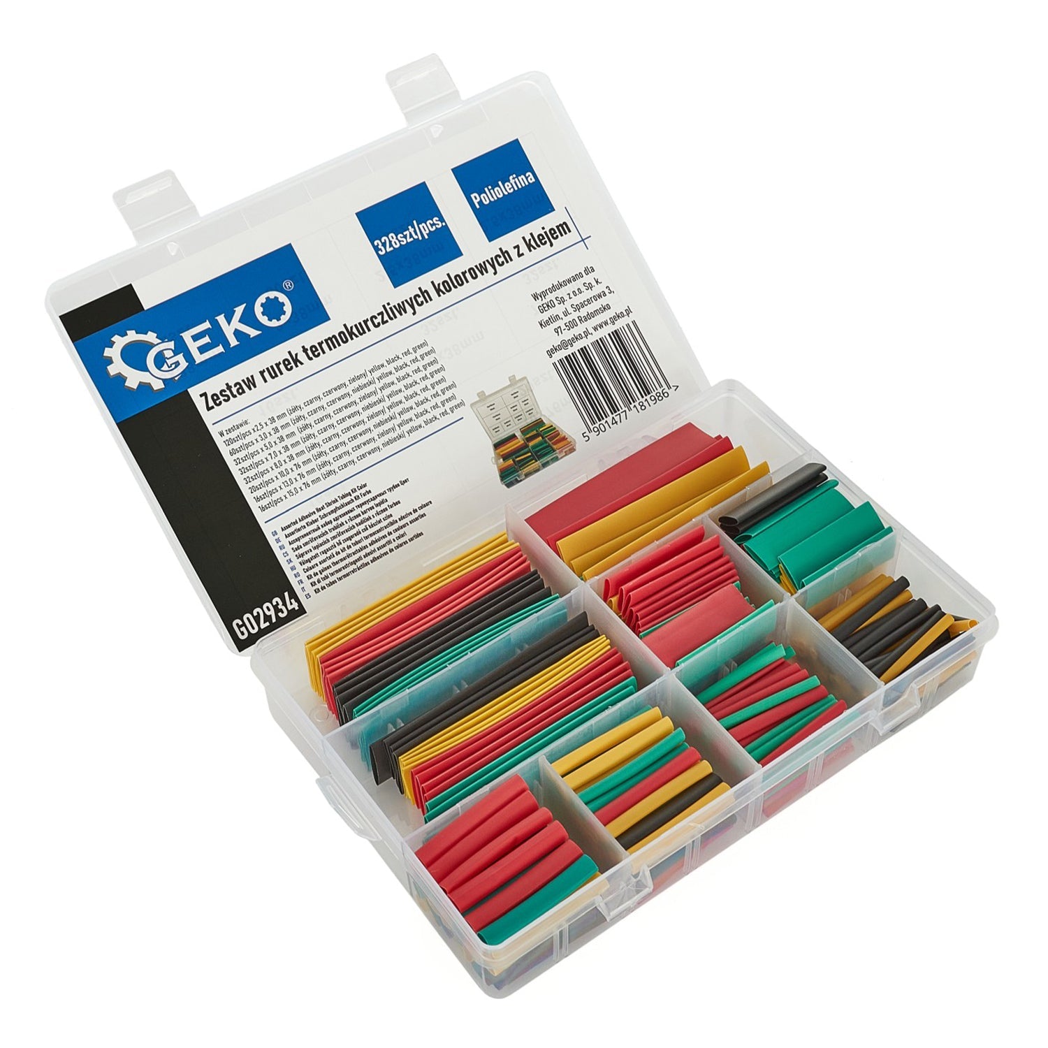 Sada teplom zmrštiteľných trubičiek 328 kusov geko