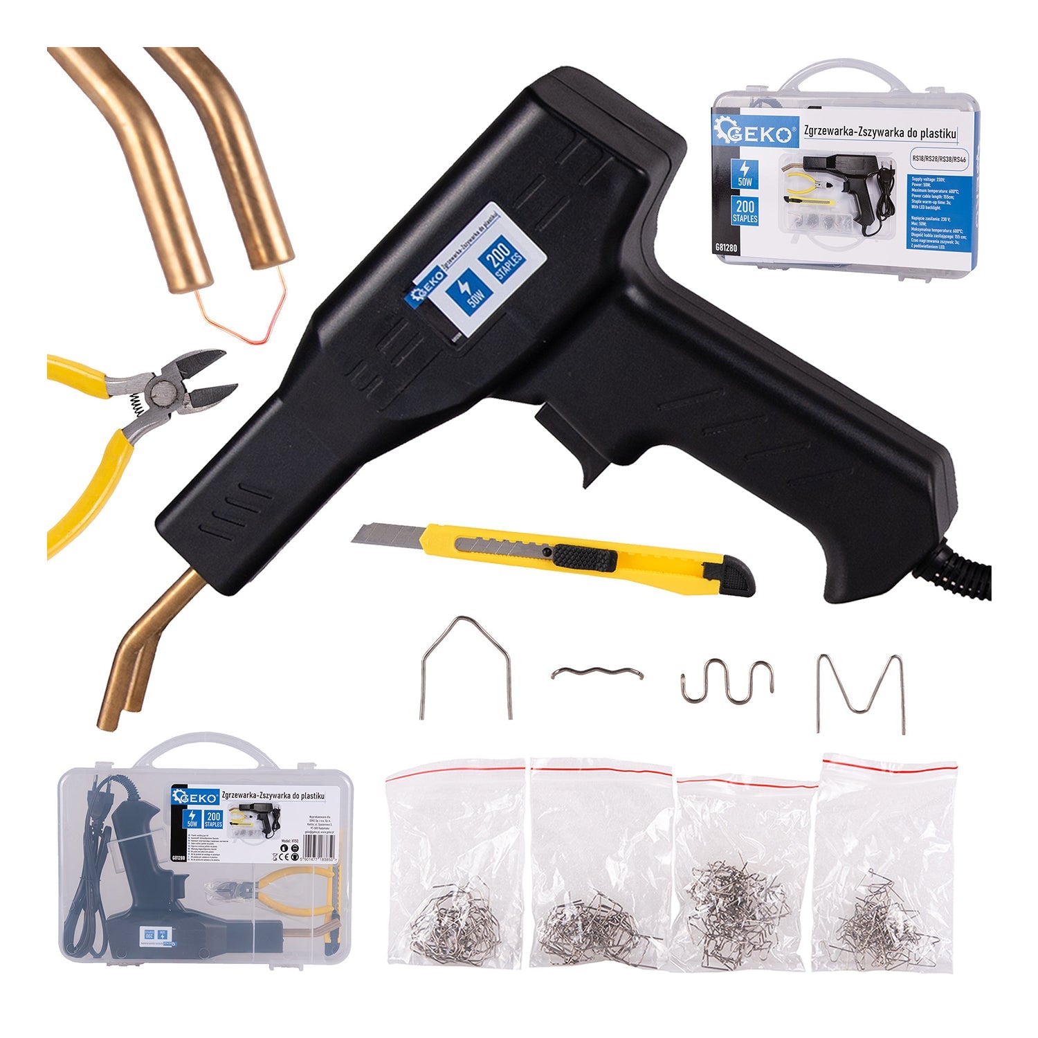 Pištoľ - zváračka na plasty s 200 sponami 50W