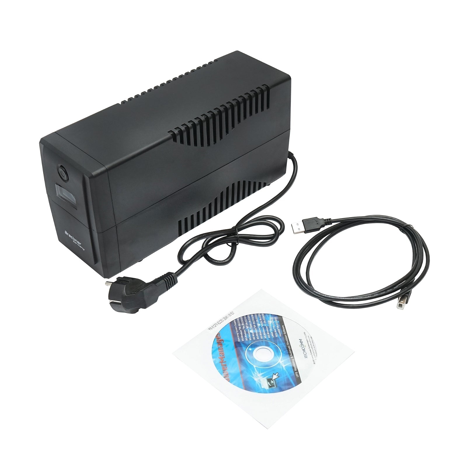 Záložný zdroj UPS 800VA/480W, batéria 9Ah, 2 zásuvky Schuko, LCD, USB, AVR Breckner Germany