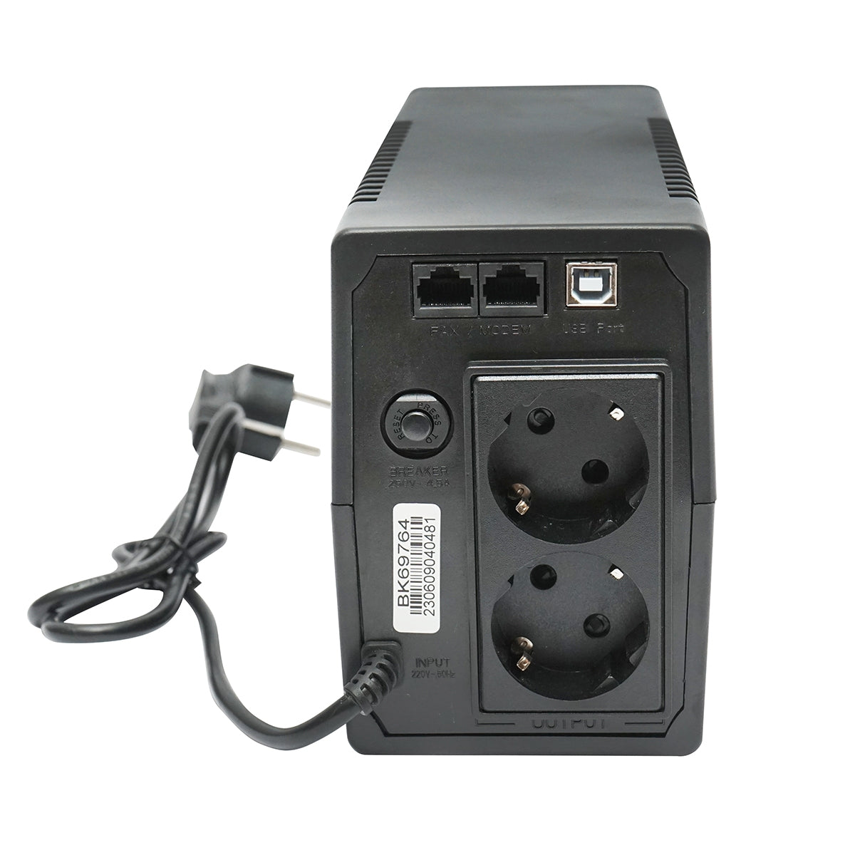 Záložný zdroj UPS 800VA/480W, batéria 9Ah, 2 zásuvky Schuko, LCD, USB, AVR Breckner Germany