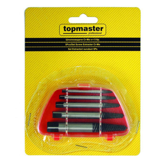 Sada 5 vyťahovákov na opotrebované a zlomené skrutky Topmaster