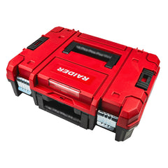 Plastový kufrík na náradie, systém Multibox, vonkajšie rozmery 44 × 33 × 14cm, Raider