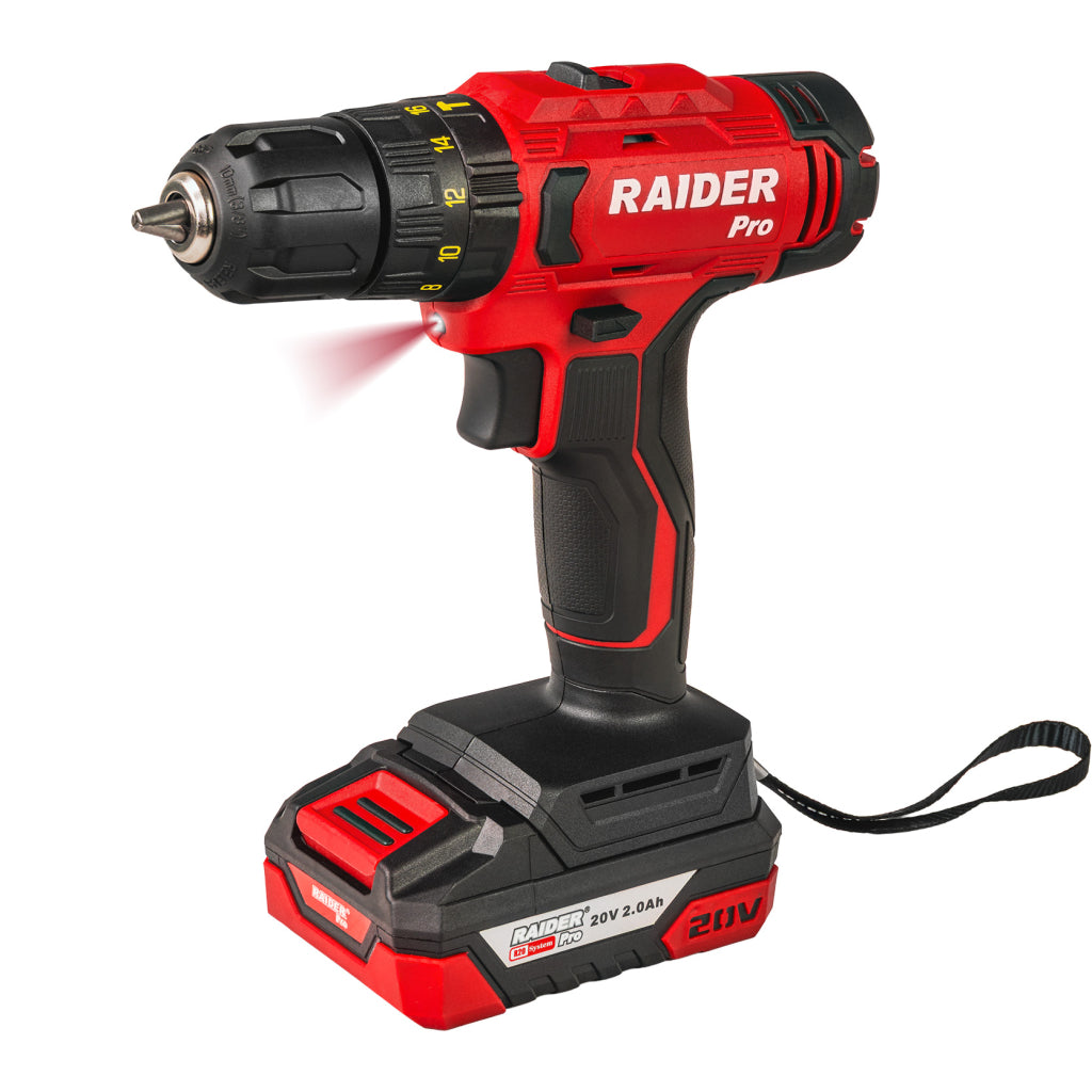 Sada: aku príklepová vŕtačka 44 Nm + rázový uťahovač 1/2", 320 Nm, 2× akumulátor 2 Ah – Raider Pro