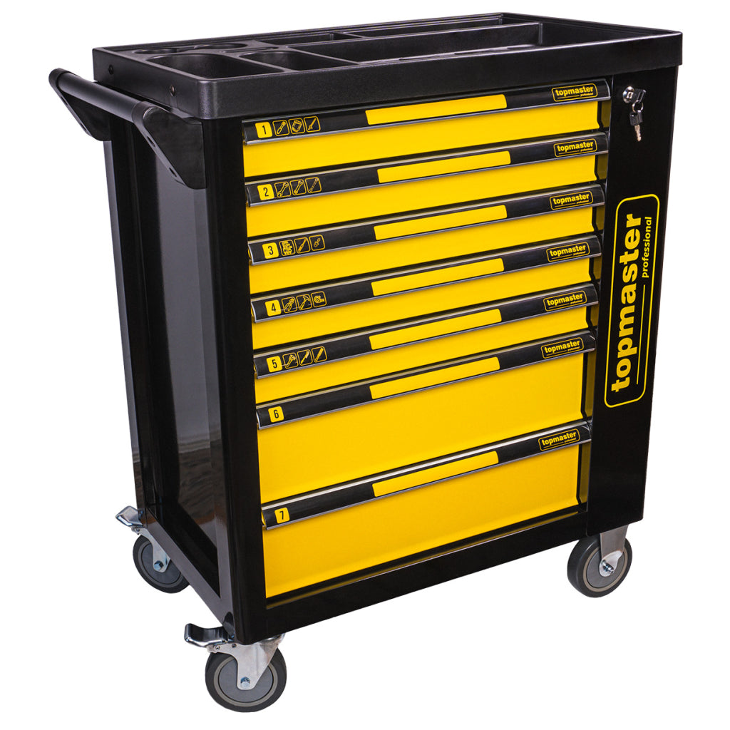 Profesionálna skrinka - dielenský vozík s náradím, so 7 zásuvkami, 5 vložiek, 219ks náradia - Topmaster Pro