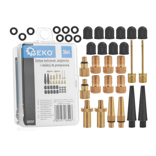 Súprava príslušenstva na univerzálne hustenie, ideálna pre autá, bicykle a nafukovacie predmety 36 dielov GEKO