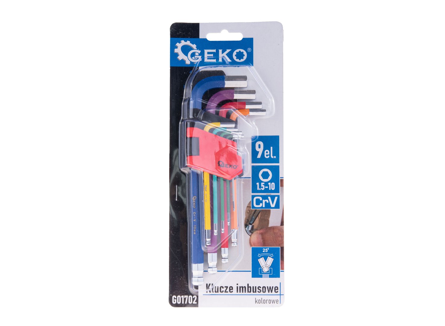 Imbusové kľúče typu L, 1,5 - 10mm, sada 9ks, Geko