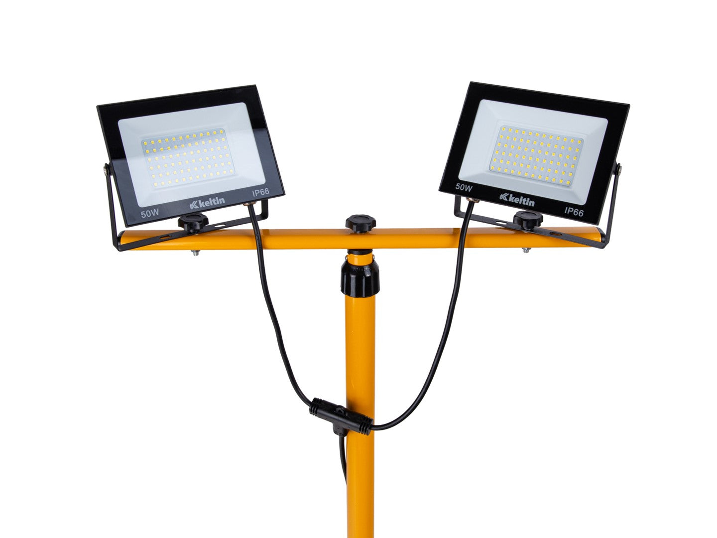 LED pracovná lampa 2 × 50W, 6500K, s nastaviteľným statívom