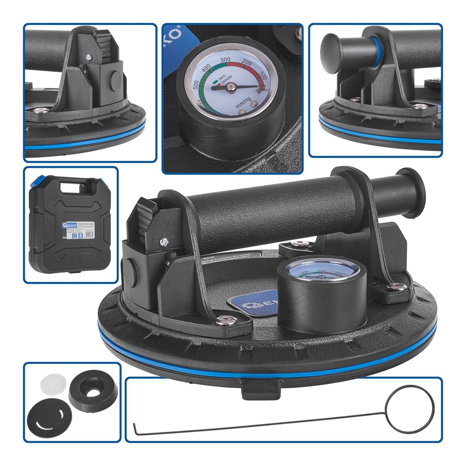 Prísavka s vákuovou pumpou a manometrom 200mm, 170kg