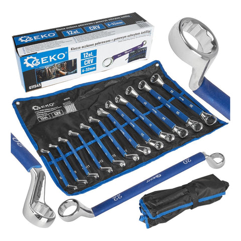 Sada 12 zahnutých očkových kľúčov s pogumovanou rukoväťou 6 - 32mm