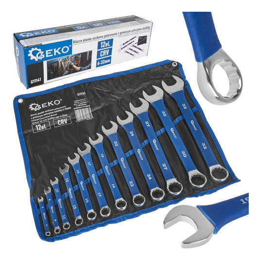 Sada 12 kombinovaných očkoplochých kľúčov s pogumovanou rukoväťou 6 - 32mm