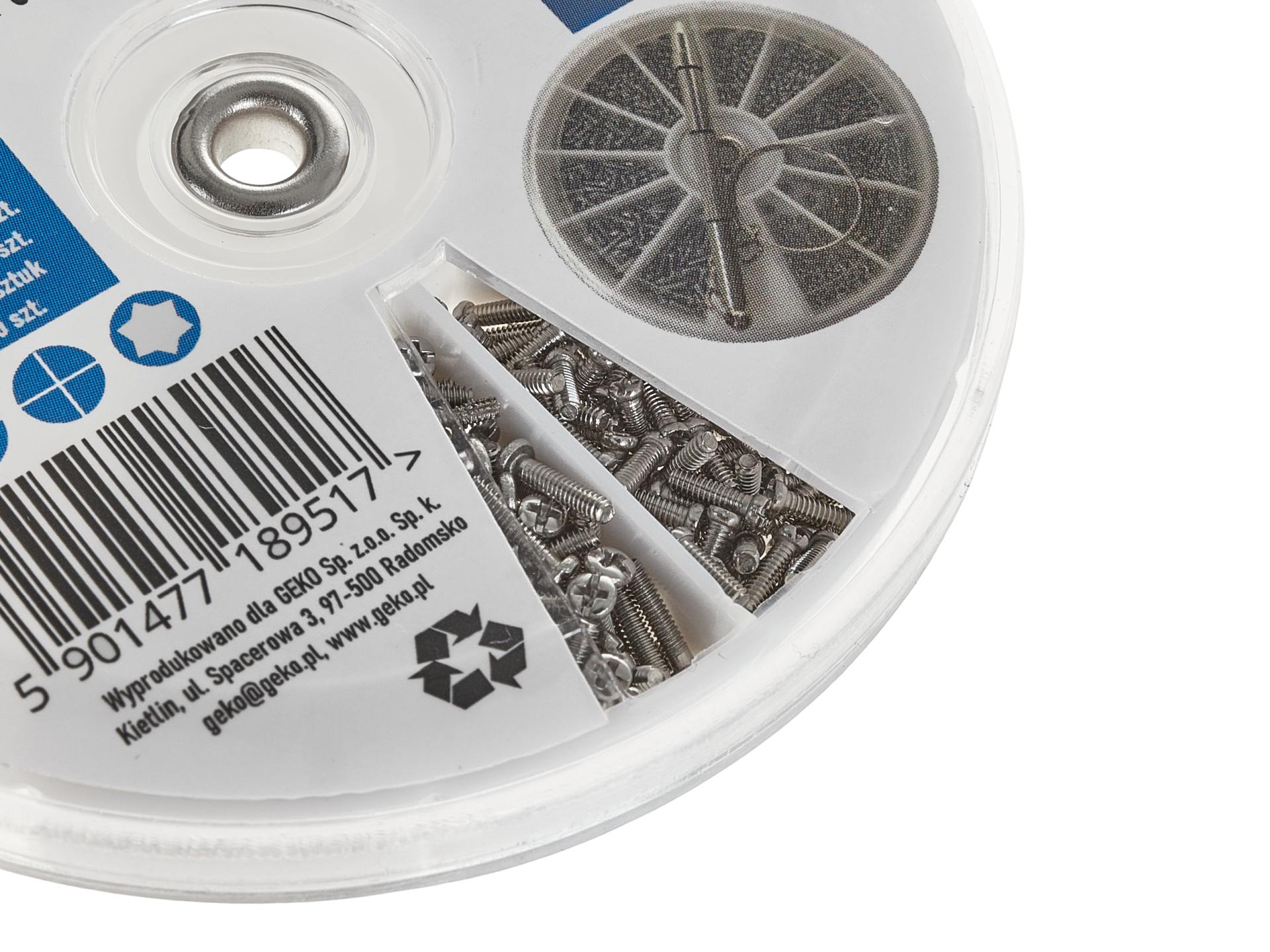 Sada hodinárskych a optických skrutiek so skrutkovačom 1000 kusov geko