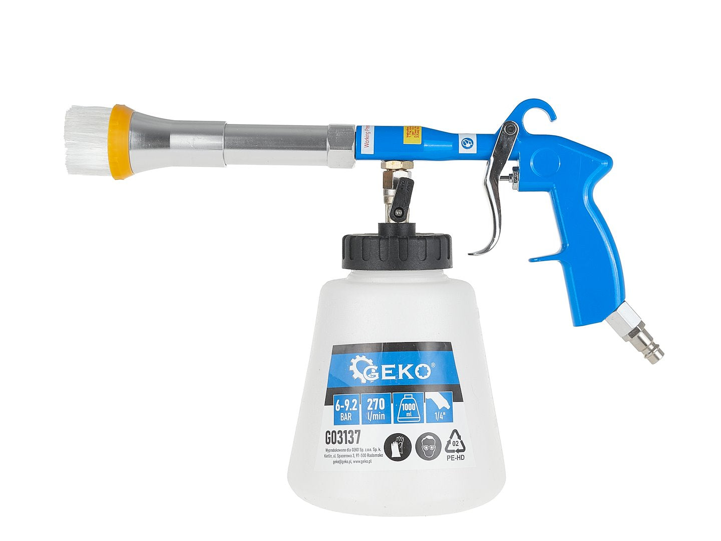 Pneumatická pištoľ na čistenie čalúnenia Tornador s nadstavcom na vysávač Geko