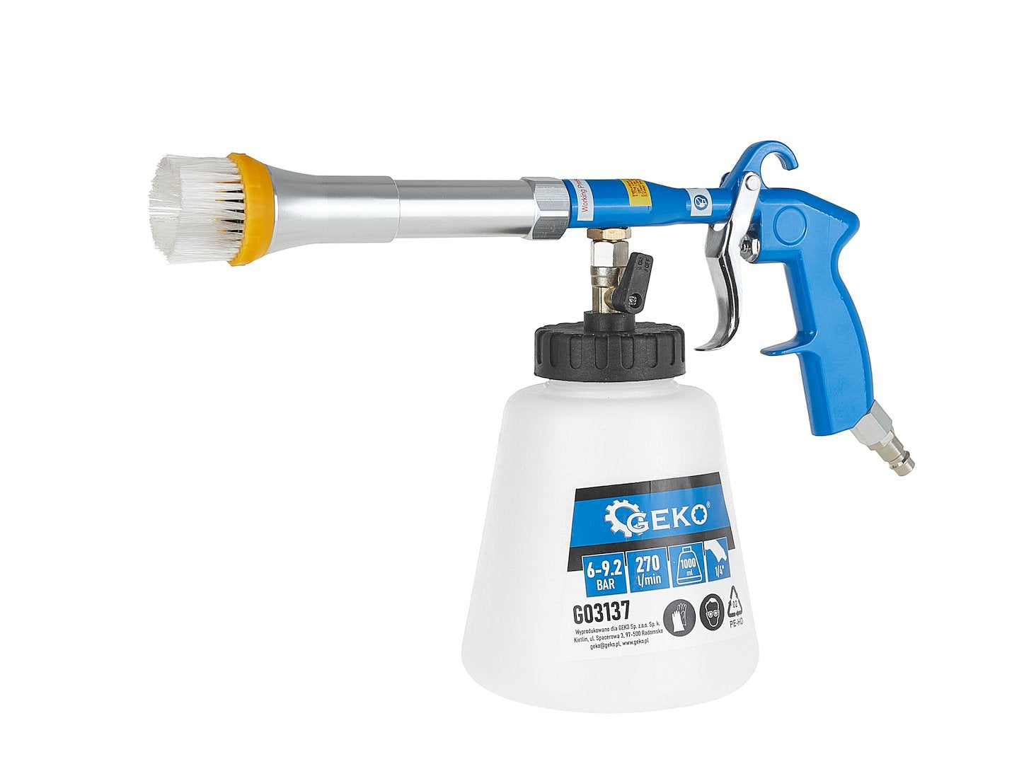 Pneumatická pištoľ na čistenie čalúnenia Tornador s nadstavcom na vysávač Geko