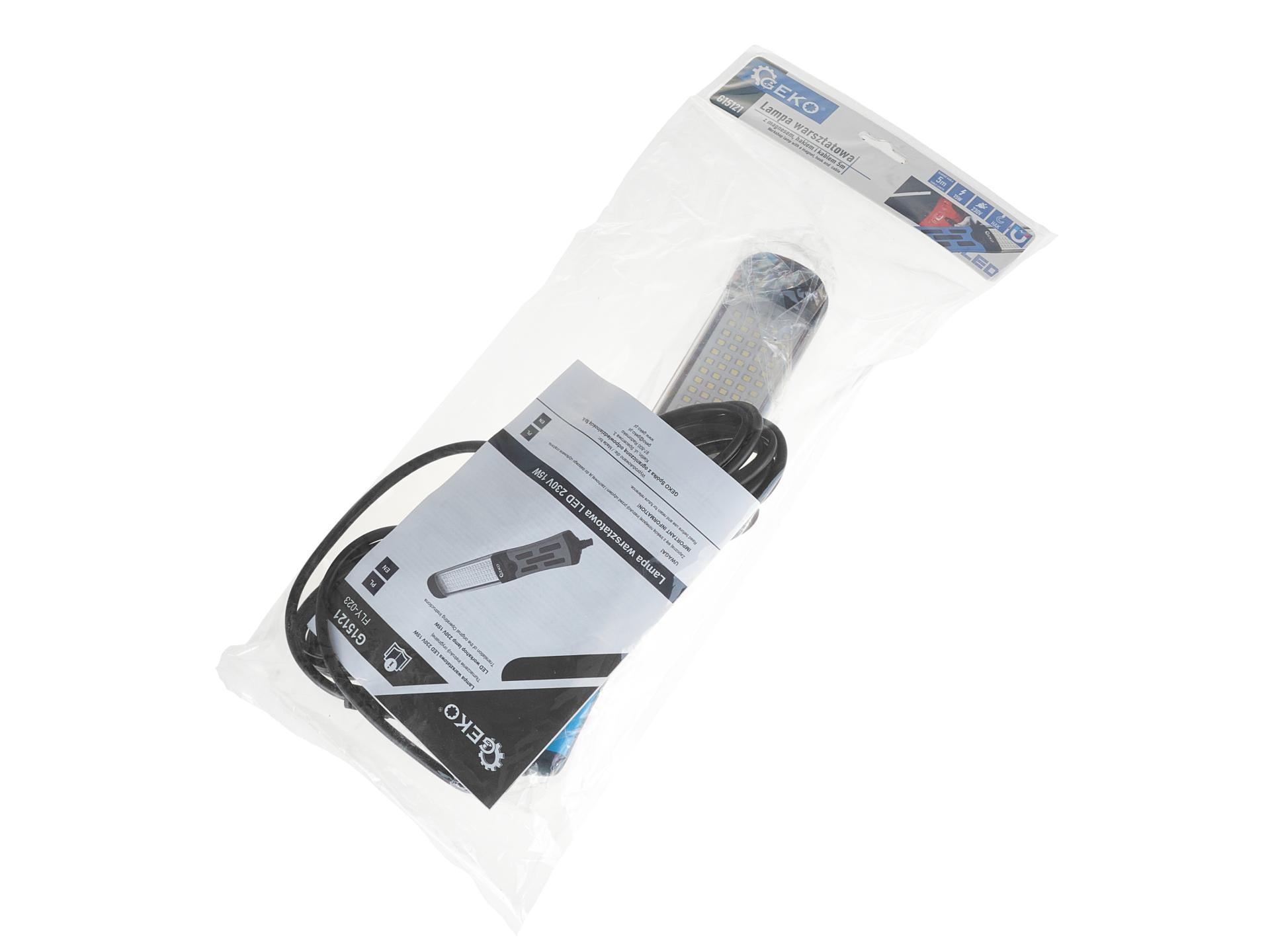 LED pracovná lampa 220V, 15W, s napájacím káblom 5m Geko