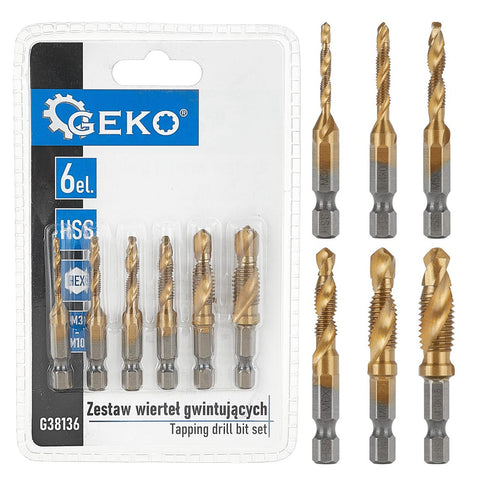 Súprava vrtákov hss hex m3–m10, 6 dielov GEKO