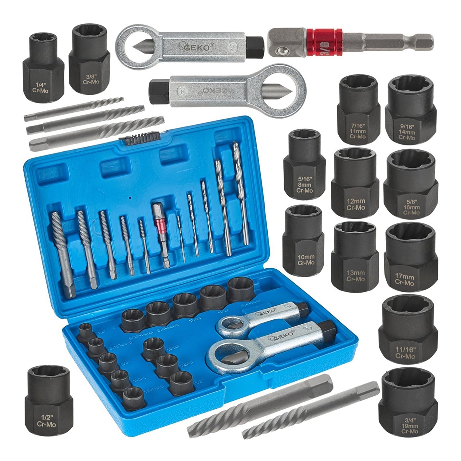 Súprava sťahovákov na poškodené, zlomené skrutky, matice, čapy 26 kusov