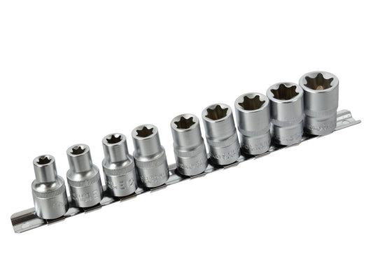 Sada krátkych nástrčných kľúčov Torx profil E, 1/2'', 10 - 24mm, 10ks