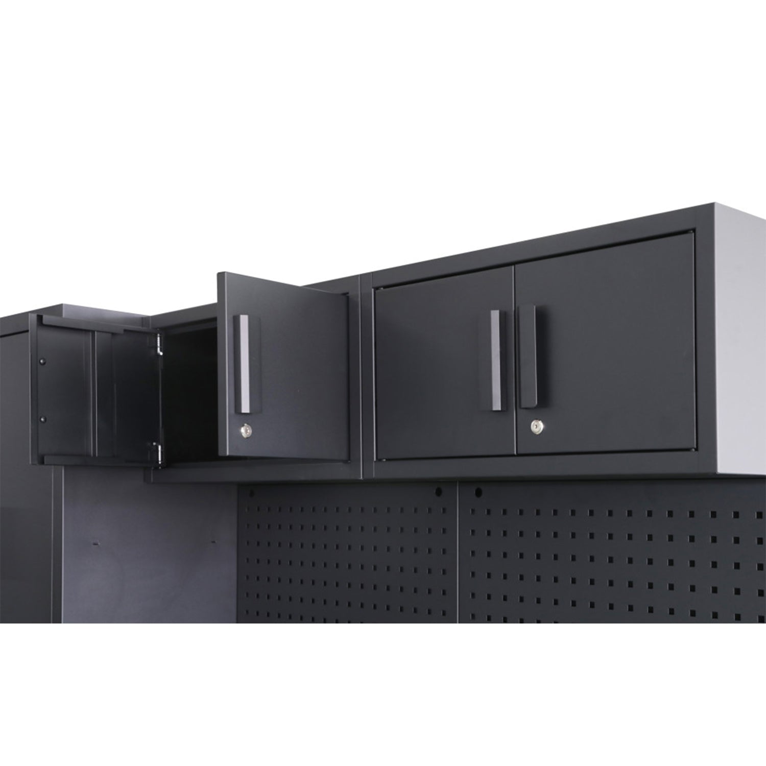 Premium zostava dielenského nábytku, kovová, 8 dielov, matná čierna