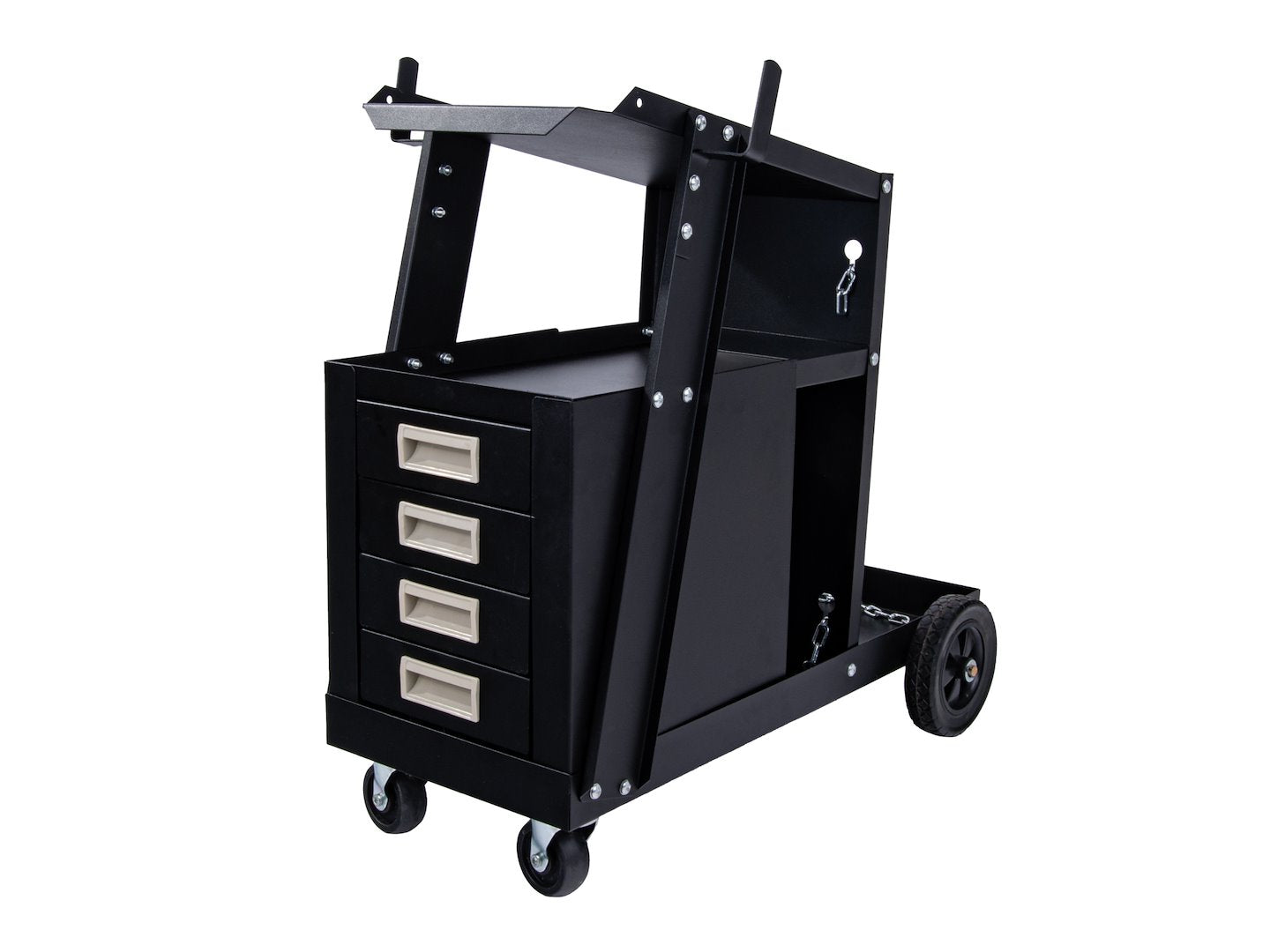 Vozík na zvárací prístroj s rukoväťou a 4 zásuvkami