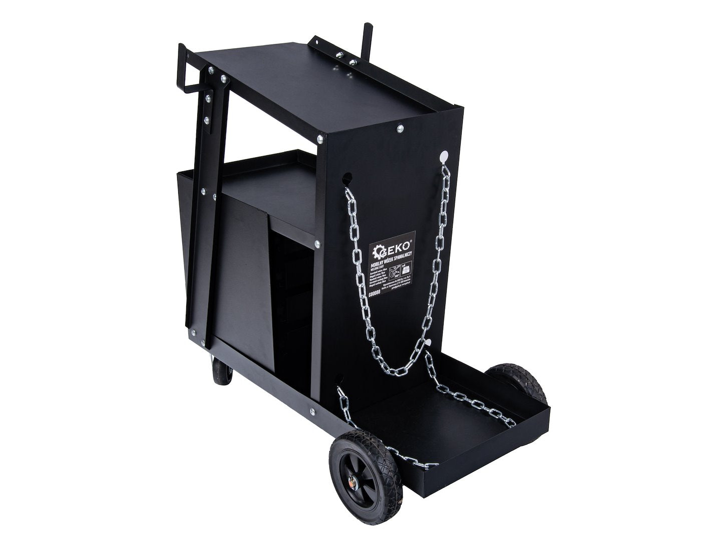 Vozík na zvárací prístroj s rukoväťou a 4 zásuvkami