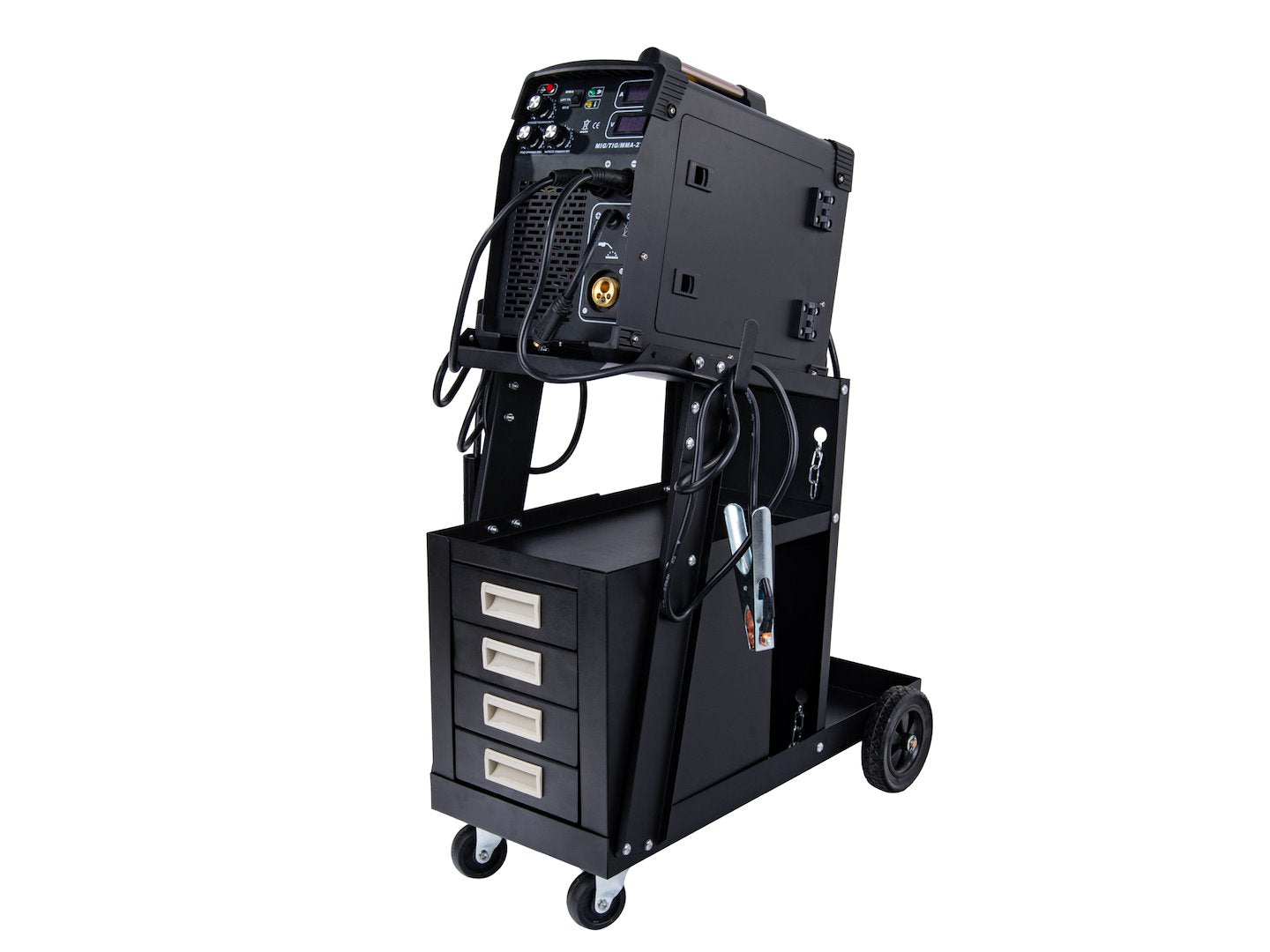 Vozík na zvárací prístroj s rukoväťou a 4 zásuvkami