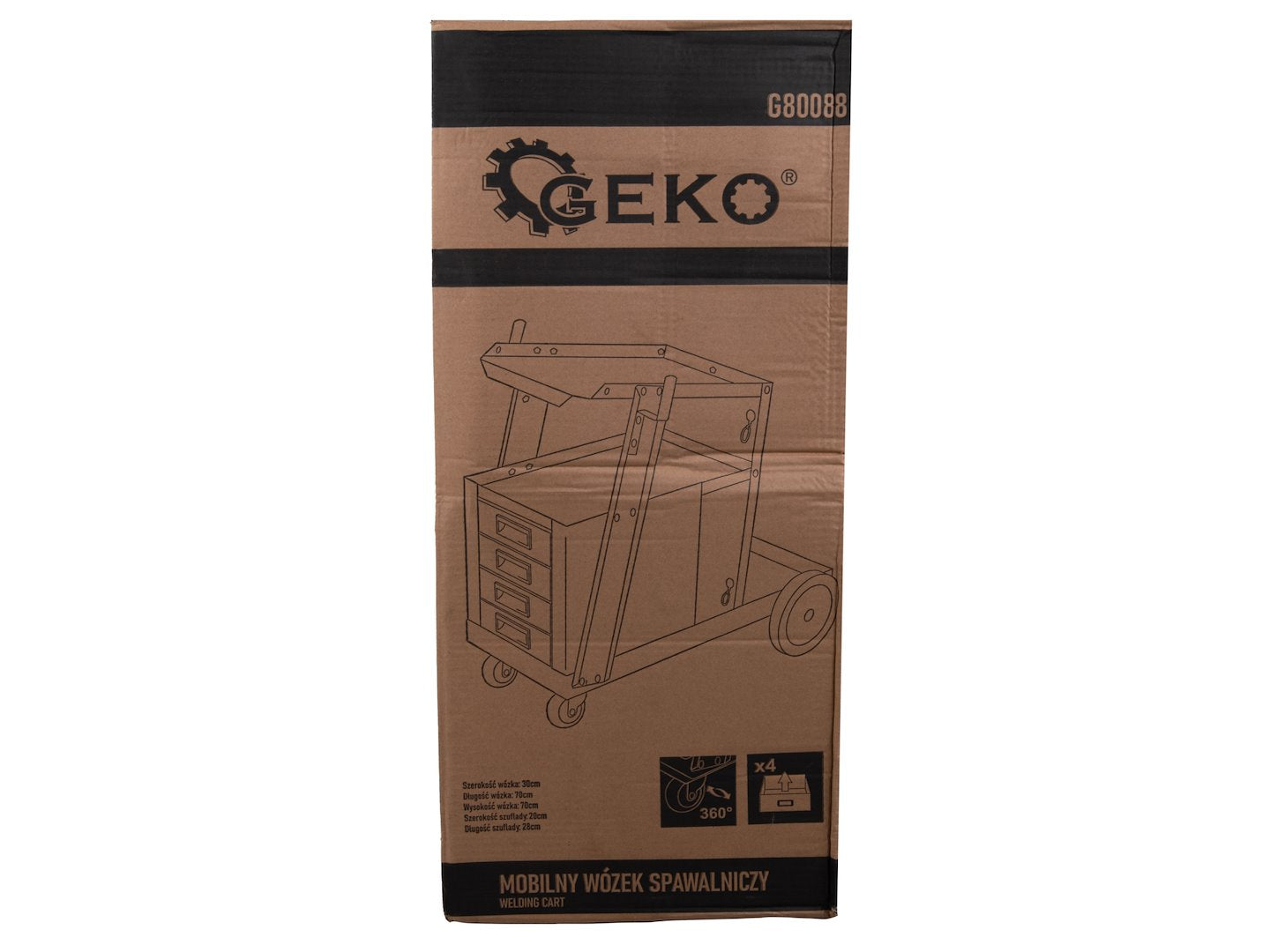 Vozík na zvárací prístroj s rukoväťou a 4 zásuvkami