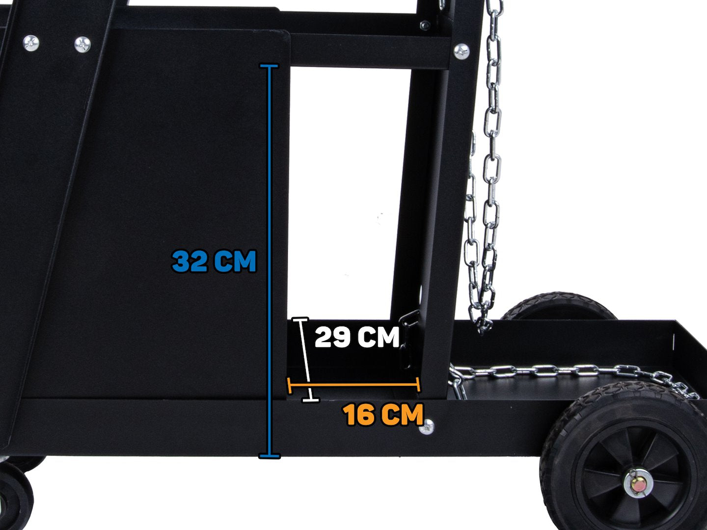 Vozík na zvárací prístroj s rukoväťou a 4 zásuvkami