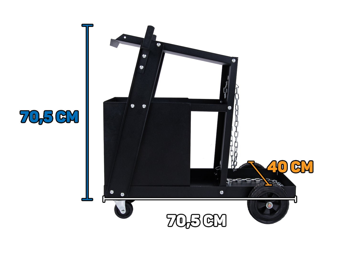 Vozík na zvárací prístroj s rukoväťou a 4 zásuvkami