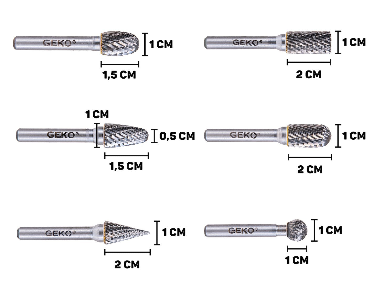 Stopkové frézy na kov 6mm, 6ks, Geko