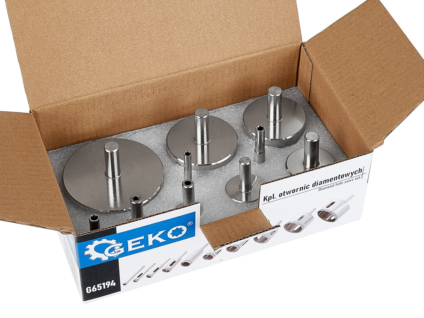 Súprava diamantových vrtákov na dlažbu a obklad 6–68mm 10 dielov GEKO
