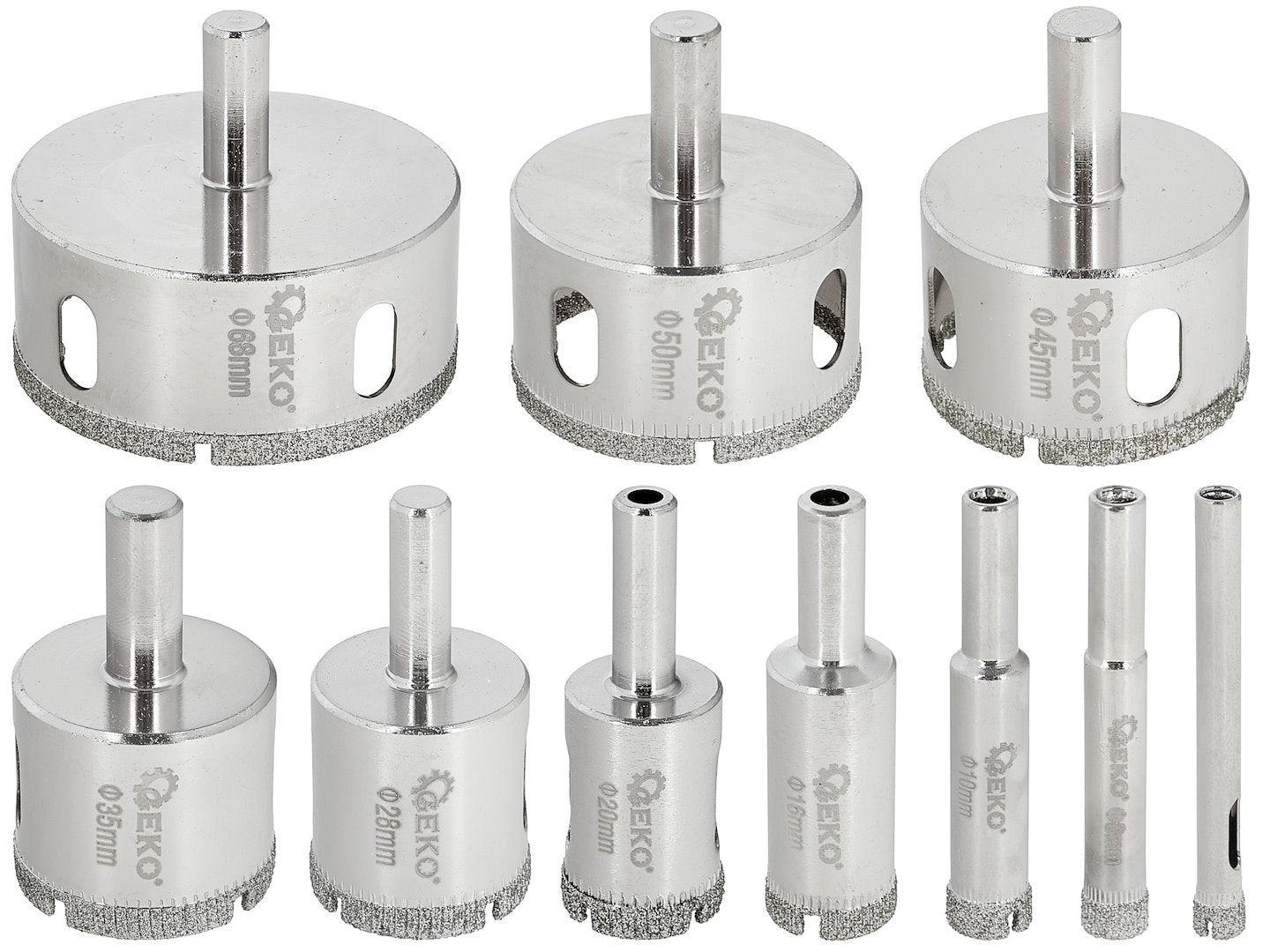 Súprava diamantových vrtákov na dlažbu a obklad 6–68mm 10 dielov GEKO