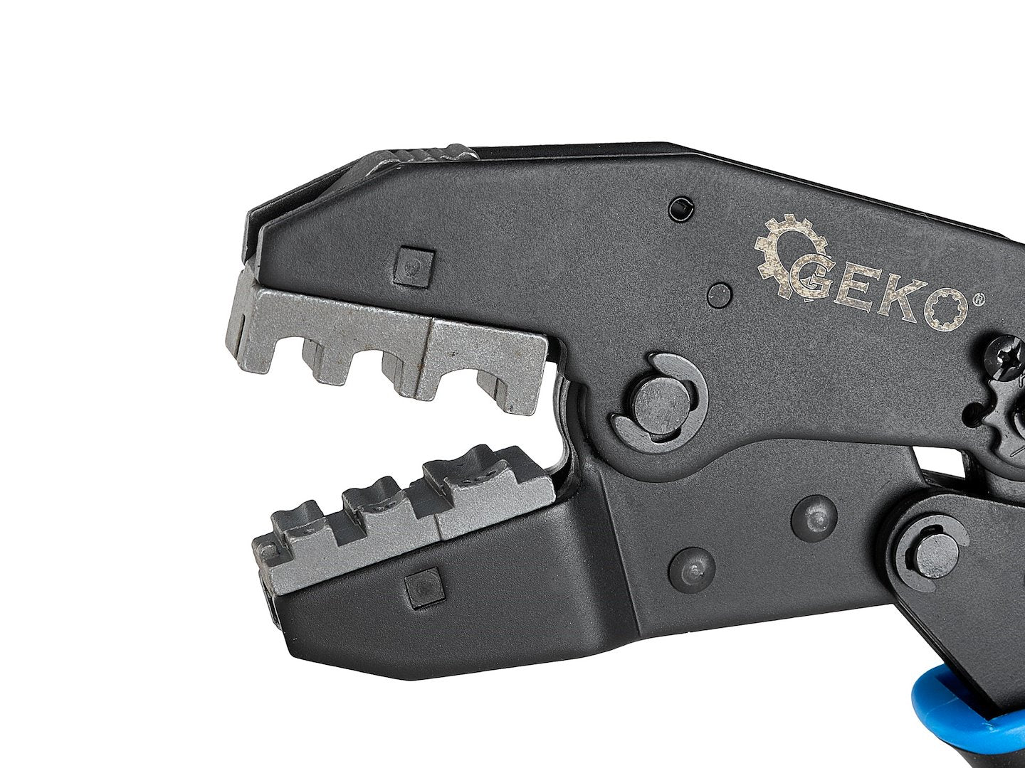 Kliešte na krimpovanie koncoviek a spojok s 5 vymeniteľnými hlavami GEKO
