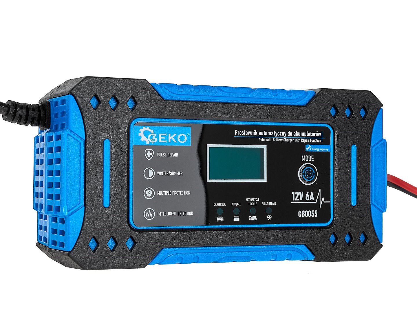 Automatická mikroprocesorová nabíjačka autobatérií s LCD displejom, 12V, 6A, pre autobatérie 2 - 150Ah, Geko