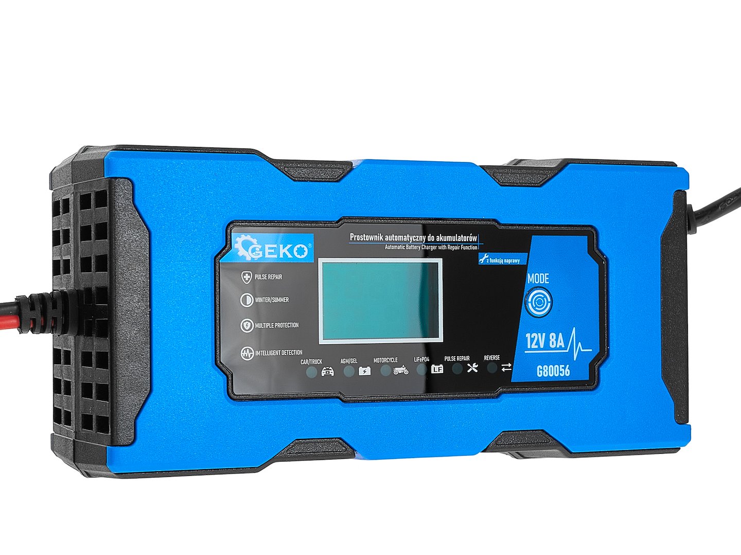 Nabíjačka auto a moto batérií s digitálnym LCD dispejom 12V, 8A, s režimom opravy Geko