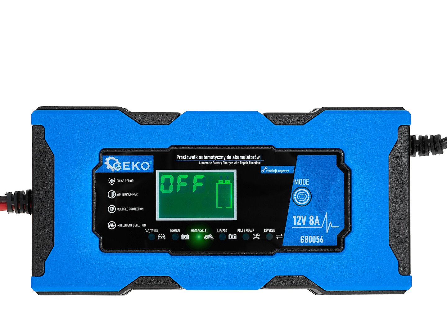 Nabíjačka auto a moto batérií s digitálnym LCD dispejom 12V, 8A, s režimom opravy Geko