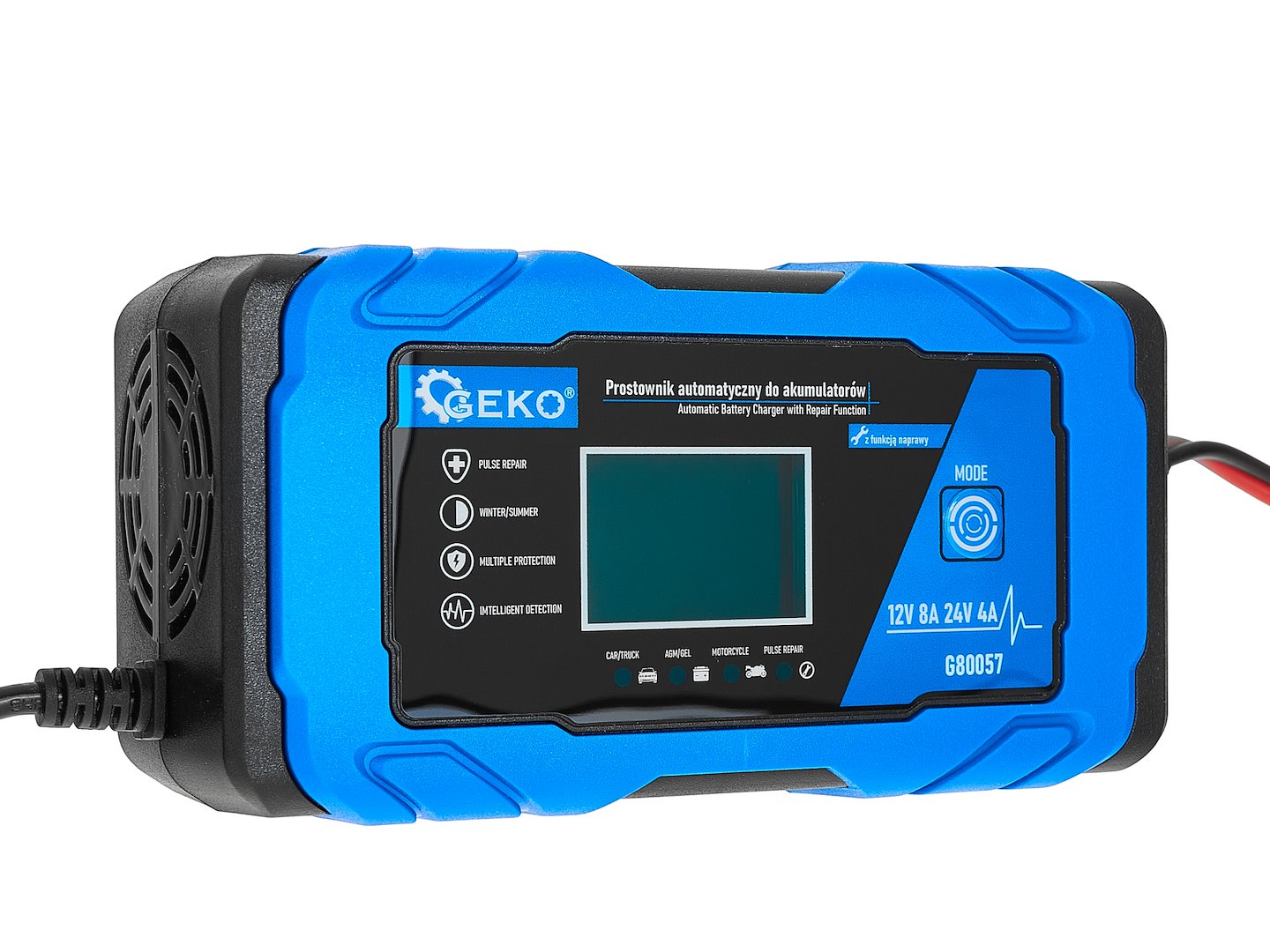 Nabíjačka auto a moto batérií s digitálnym LCD displejom 12/24V, 8A, s režimom opravy Geko