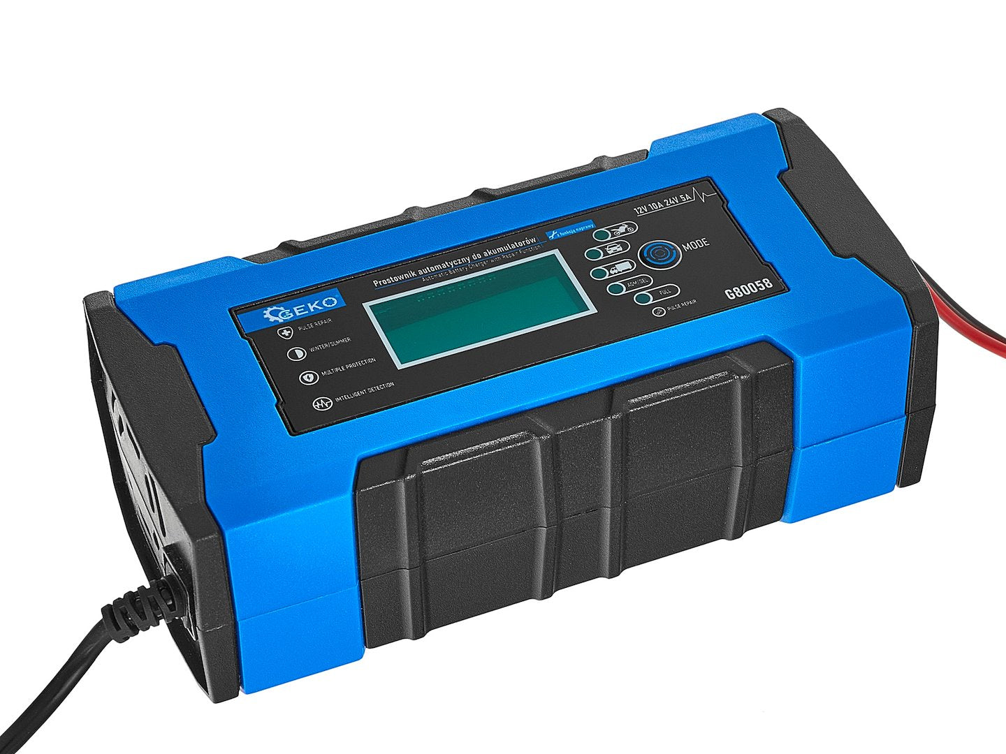 Nabíjačka auto a moto batérií s digitálnym LCD dispejom 12/24V, 10A, s režimom opravy Geko
