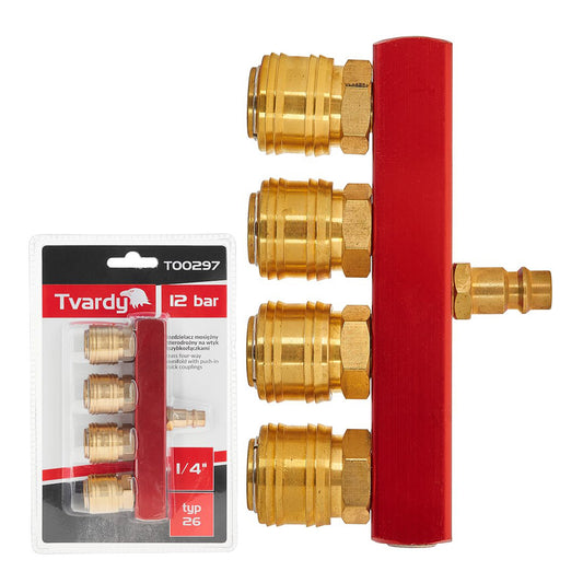 Rozvádzač vzduchu so 4 výstupmi a rýchlospojkami 1/4''