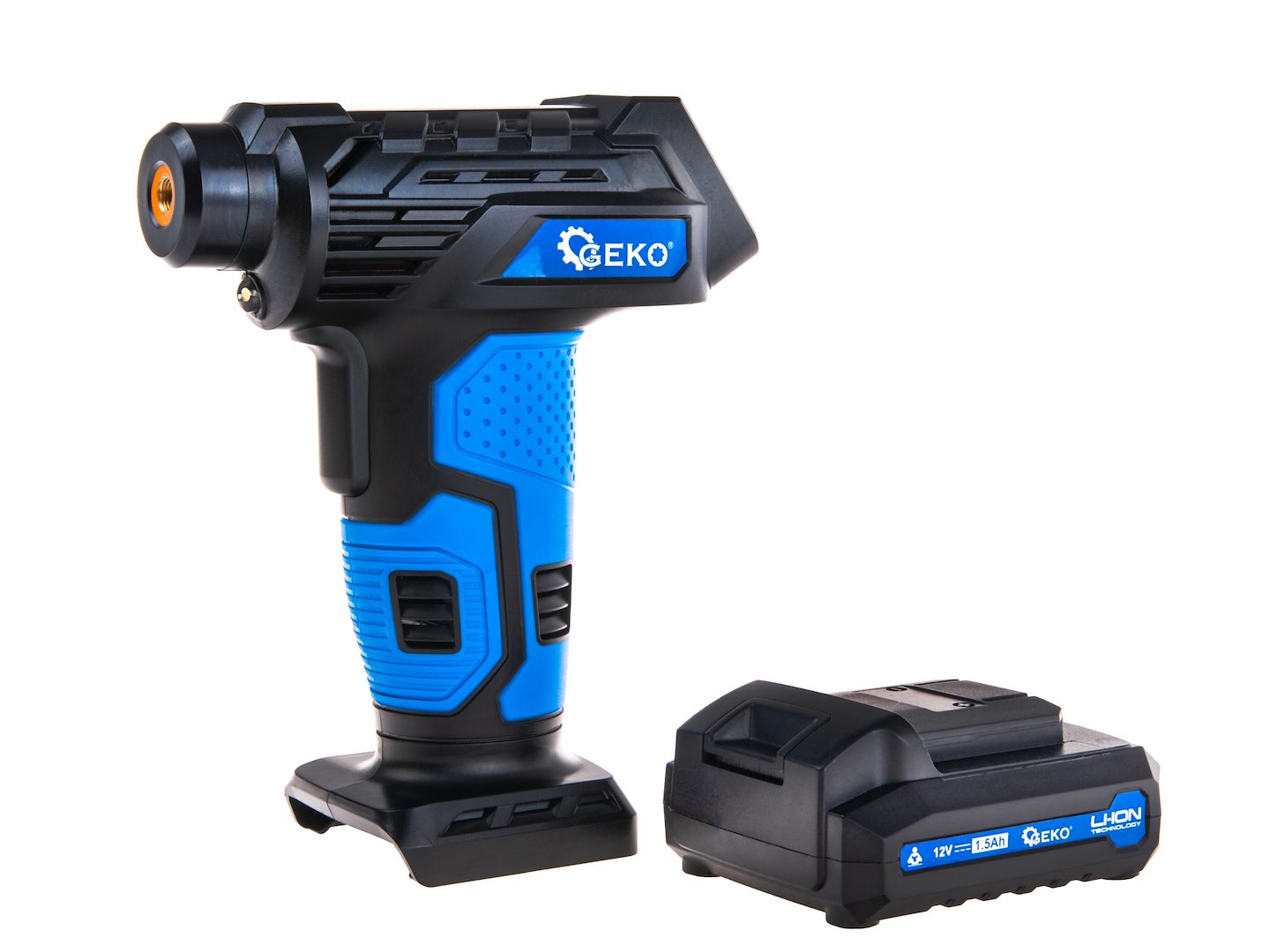 Prenosný akumulátorový kompresor do auta 12V s LCD displejom GEKO