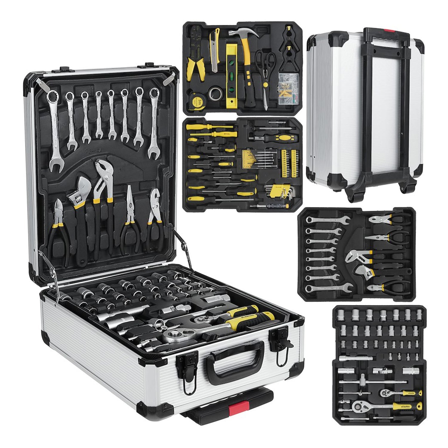 Hliníkový kufor na kolieskach vybavený náradím 187 dielov