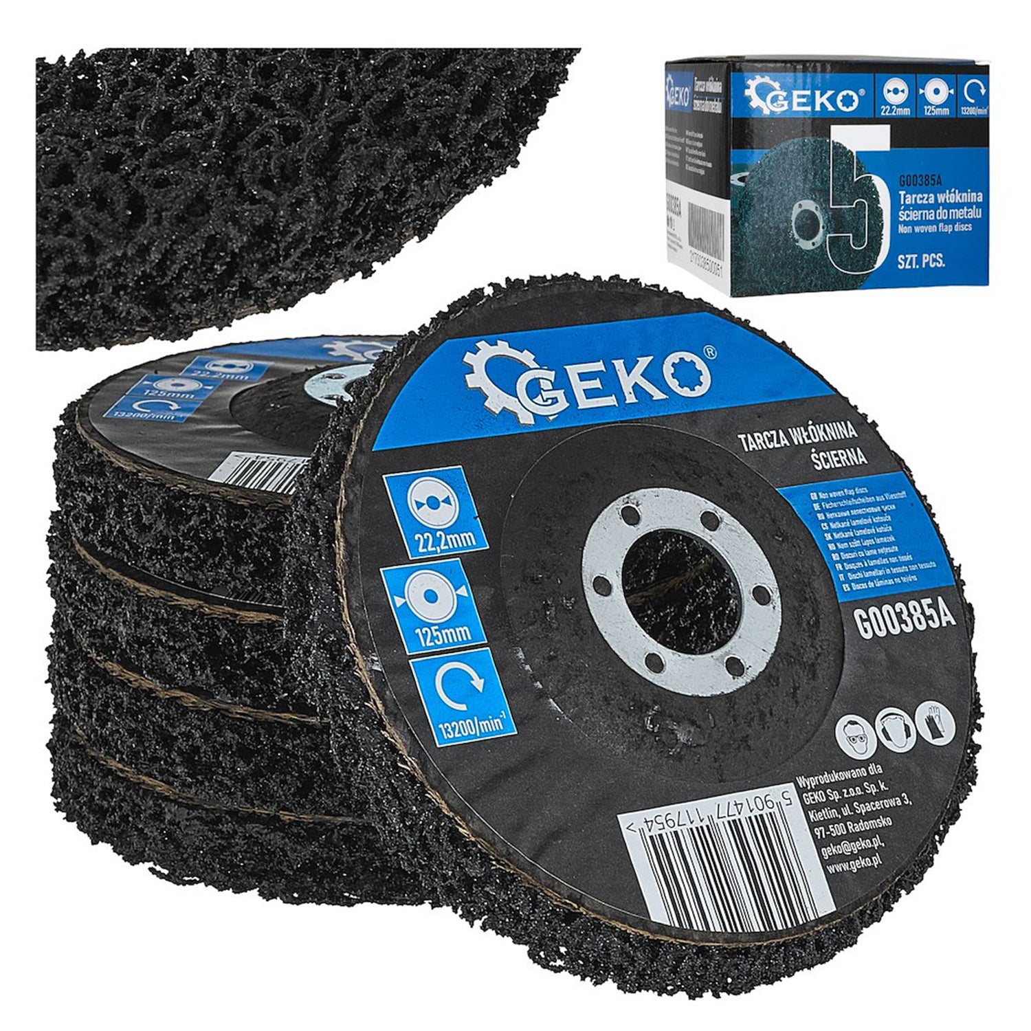 Abrazívny kotúč 125x22,2mm Clean&Strip na čistenie kovu, nehrdzavejúcej ocele a plastu, Geko