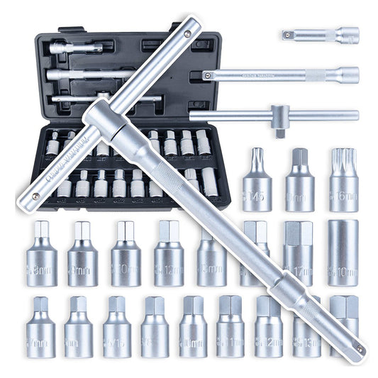 Sada kľúčov na výpustné skrutky - zátky olejových vaní, 23ks Geko