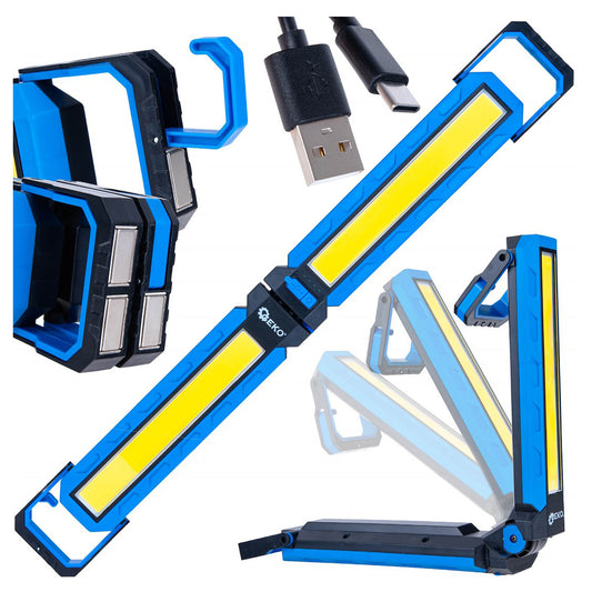 LED dielenská pracovná lampa 10W, 1000lm, s akumulátorom, skladacia Geko