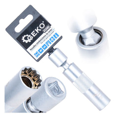 Nástrčná hlavica - kľúč na sviečky 16mm, 3/8'', s kardanovým kĺbom, tenkostenná, CrV, Geko