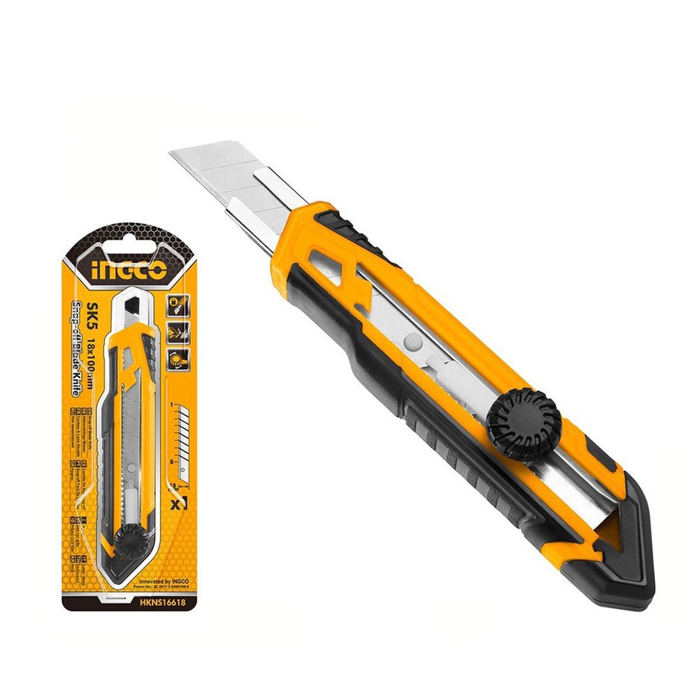 Orezávací odlamovací nožík s fixáciou čepele Ingco